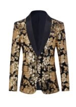 Gold Sequin Shawl Lapel Prom Tuxedo Jacket
