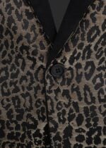 Men's Slim Fit Jacquard Leopard Prom Tuxedo Jacket in Gold