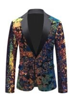 Fashion Multi-Color Sequin Prom Party Tuxedo Jacket