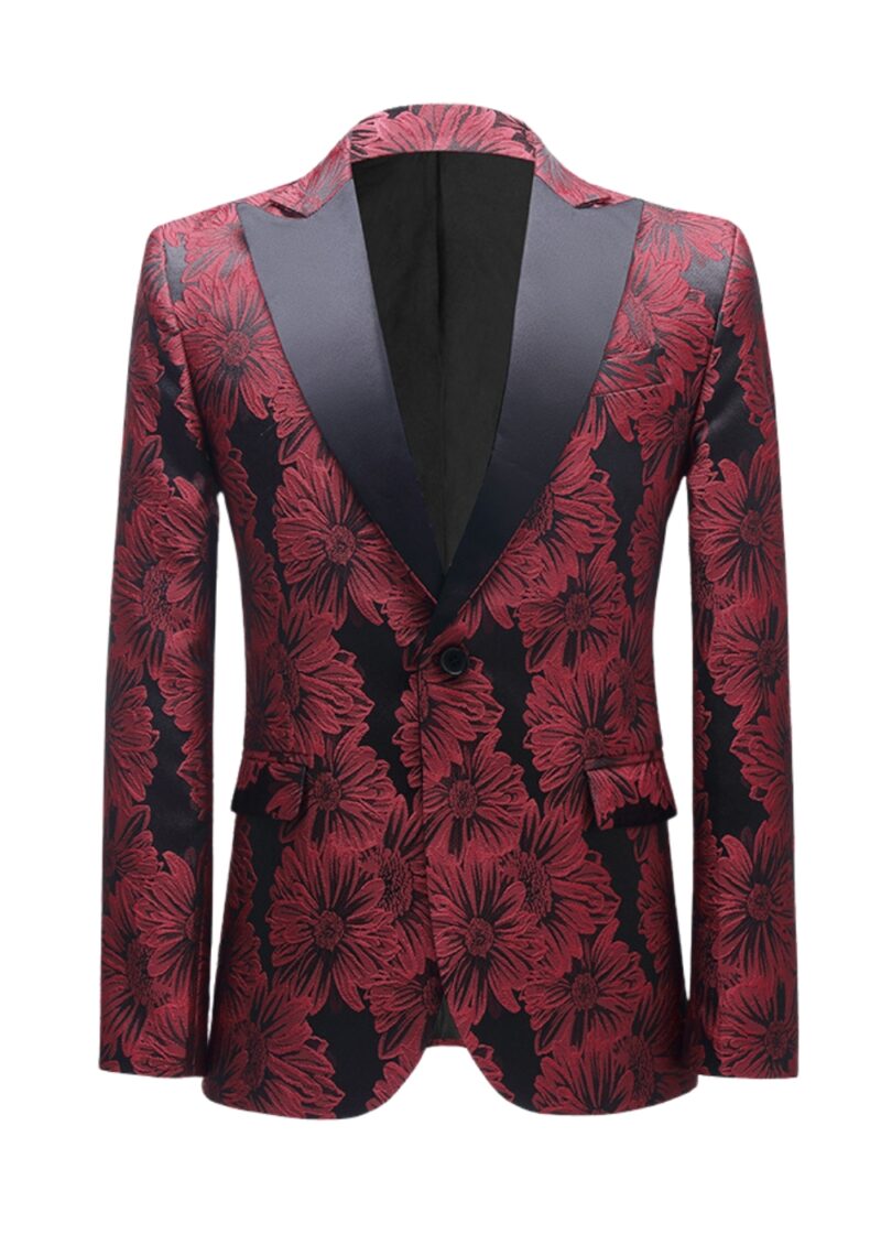 Floral Jacquard 1 Button Peak Lapel Prom Tuxedo Jacket Floral Jacquard 1 Button Peak Lapel Prom Tuxedo Jacket