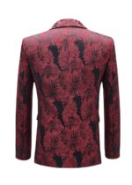 Floral Jacquard 1 Button Peak Lapel Prom Tuxedo Jacket