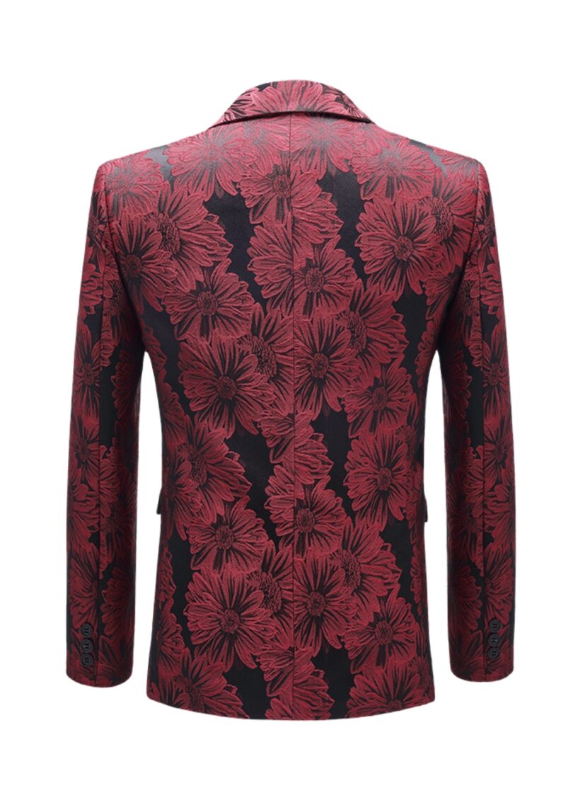 Floral Jacquard 1 Button Peak Lapel Prom Tuxedo Jacket