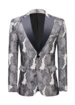 Floral Jacquard 1 Button Peak Lapel Prom Tuxedo Jacket