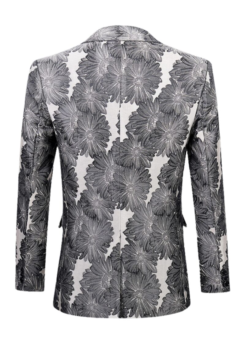 Floral Jacquard 1 Button Peak Lapel Prom Tuxedo Jacket