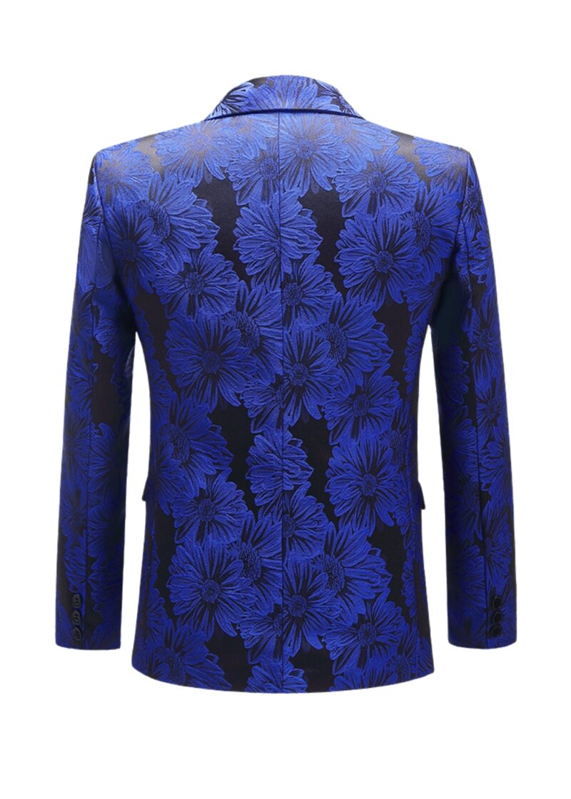 Floral Jacquard 1 Button Peak Lapel Prom Tuxedo Jacket