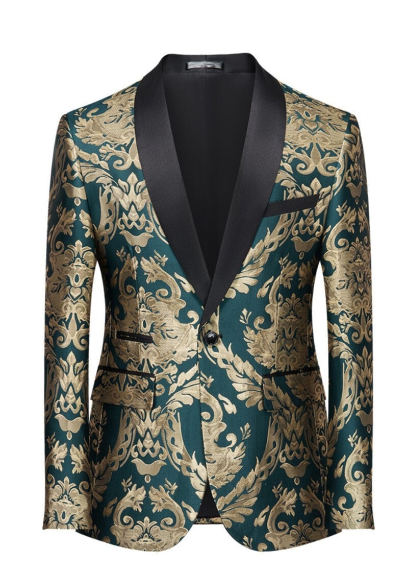 Men's Modern Fit Baroque Floral Prom Tuxedo Jacket