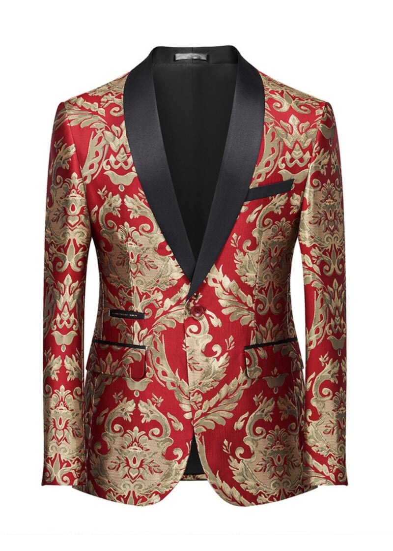 Men's Modern Fit Baroque Floral Prom Tuxedo Jacket