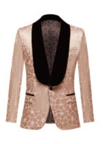 Shawl Lapel Floral Pearl Pink Prom Tuxedo Jacket