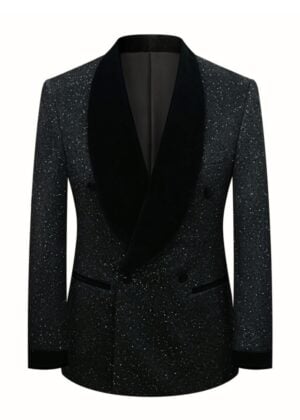 Double-Breasted Shiny Tuxedo Jacket for Prom and Wedding