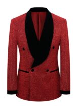 Double-Breasted Shiny Tuxedo Jacket for Prom and Wedding
