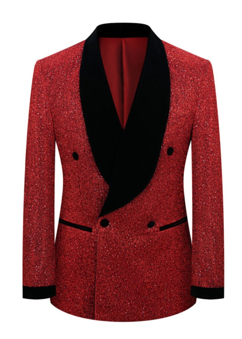 Double-Breasted Shiny Tuxedo Jacket for Prom and Wedding