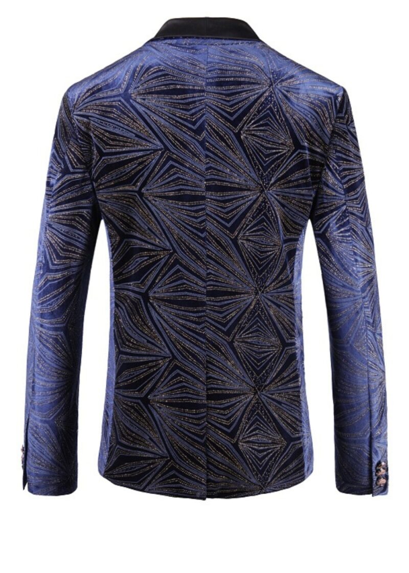 Navy Blue Single-Breasted Two Buttons Shiny Rhinestone Prom Tuxedo Jacket