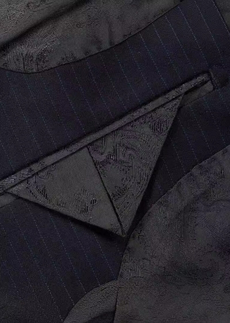 Men's 2-Button Single-Breasted Navy Pinstripe Vest Suit for Wedding & Business