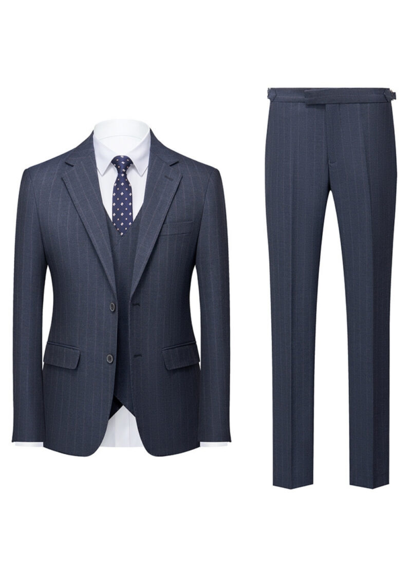 Men's 2-Button Pinstripe Notch Lapel Vested Wedding & Prom Suit
