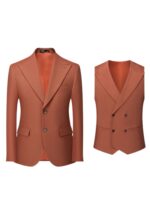Men's 3-Piece Rust Orange 2-Button Peak Lapel Suit