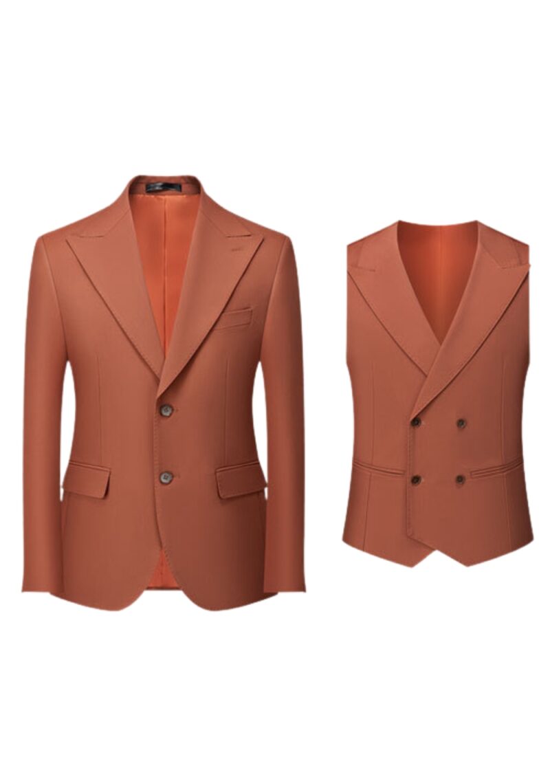 Men's 3-Piece Rust Orange 2-Button Peak Lapel Suit