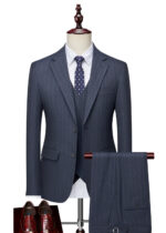 Men's 2-Button Pinstripe Notch Lapel Vested Wedding & Prom Suit