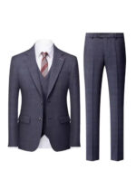 Men's 2-Button Slim Fit Vested Suit with Notch Lapel in Grey