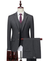 Men's 2-Button Pinstripe Notch Lapel Vested Wedding & Prom Suit