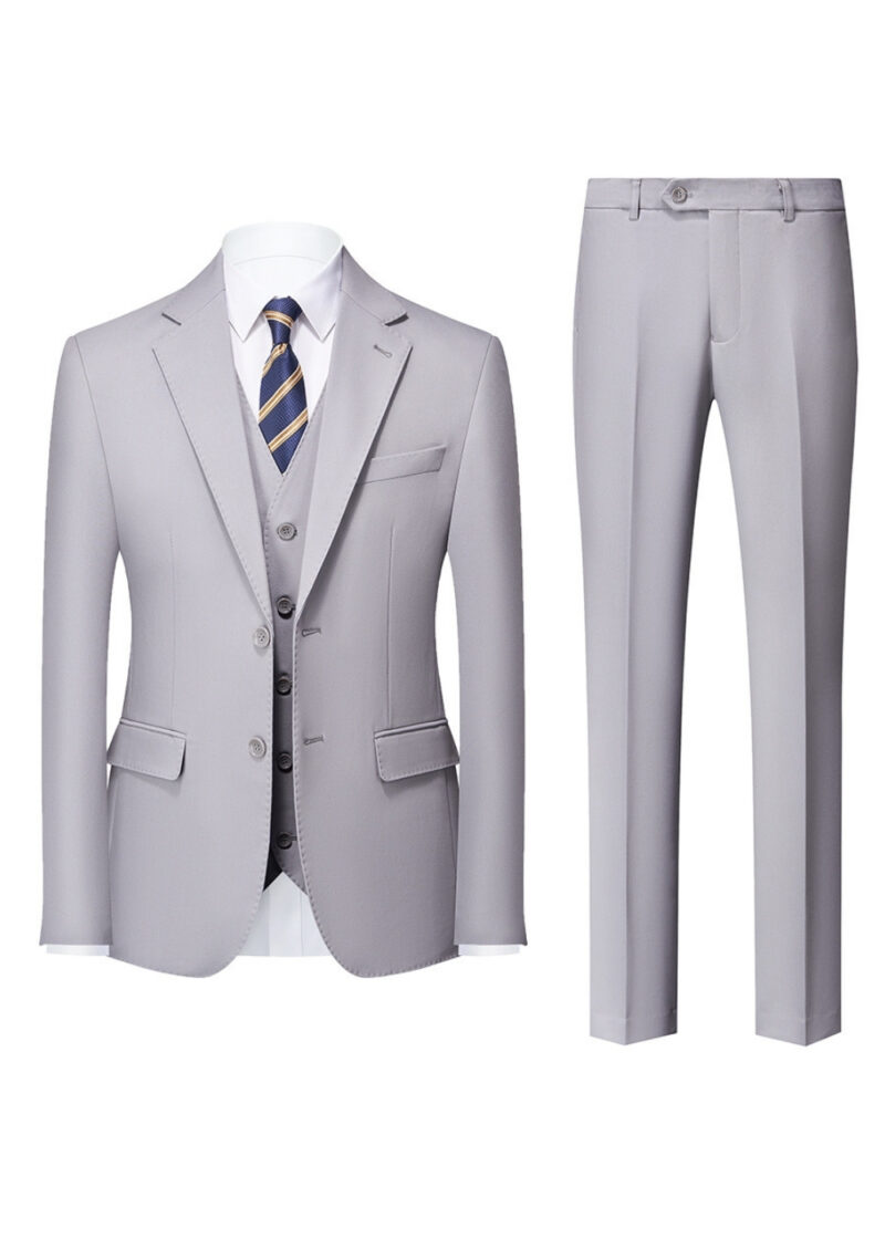 Men's 2-Button Notch Lapel Vested Suit in Light Grey for Wedding & Prom Men's 2-Button Notch Lapel Vested Suit in Light Grey for Wedding & Prom