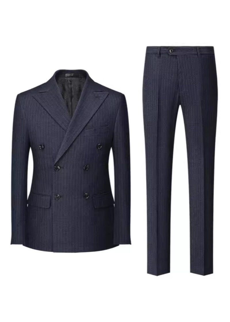 Men's Navy 2-Piece Double Breasted 3-Button Business Suit Men's Navy 2-Piece Double Breasted 3-Button Business Suit