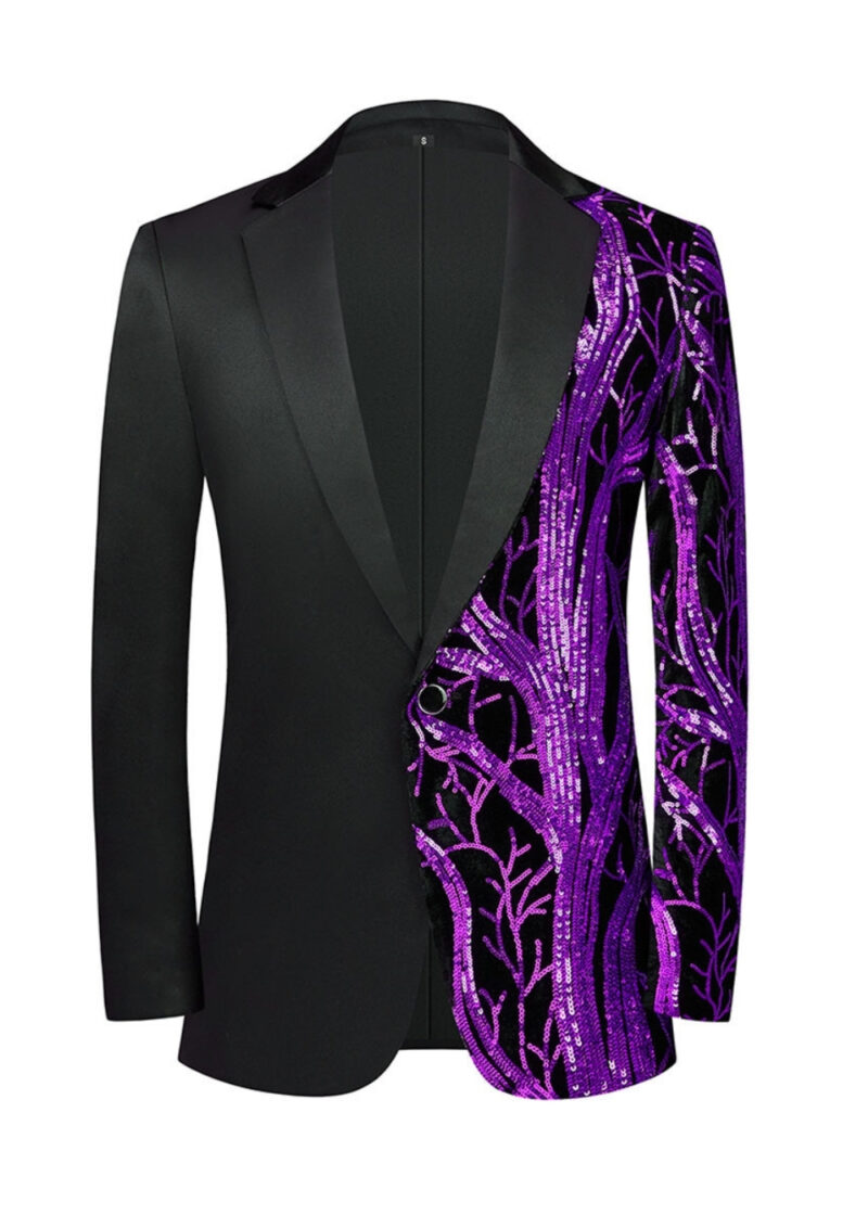 Men's Fashion Sequins Notch Lapel Prom and Party Tuxedo Jacket