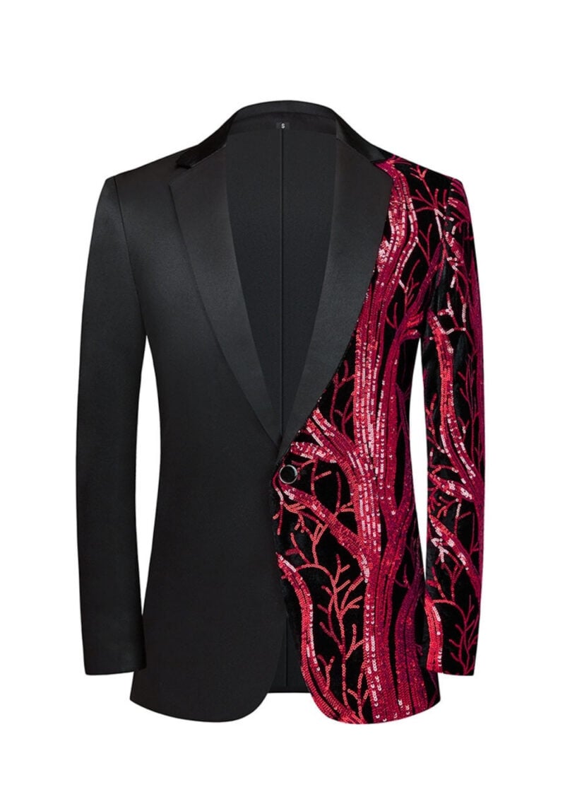 Men's Fashion Sequins Notch Lapel Prom and Party Tuxedo Jacket