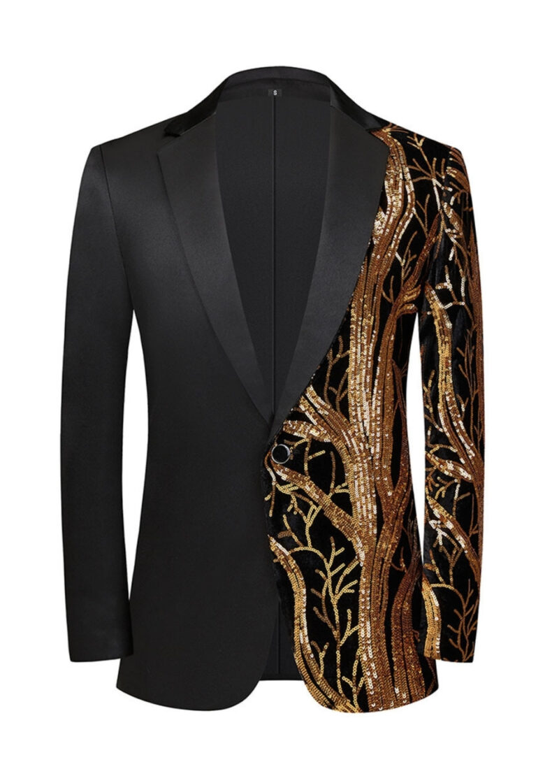 Men's Fashion Sequins Notch Lapel Prom and Party Tuxedo Jacket