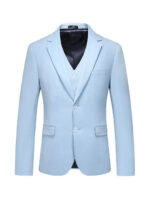 Men's 2-Button Single-Breasted Sky Blue Three-Piece Vest Suit for Groom