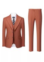 Men's 3-Piece Rust Orange 2-Button Peak Lapel Suit