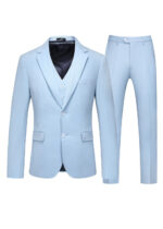 Men's 2-Button Single-Breasted Sky Blue Three-Piece Vest Suit for Groom