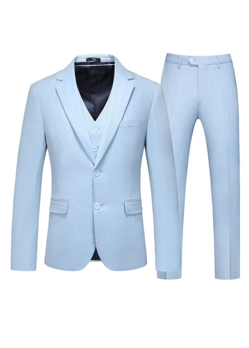 Men's 2-Button Single-Breasted Sky Blue Three-Piece Vest Suit for Groom Men's 2-Button Single-Breasted Sky Blue Three-Piece Vest Suit for Groom
