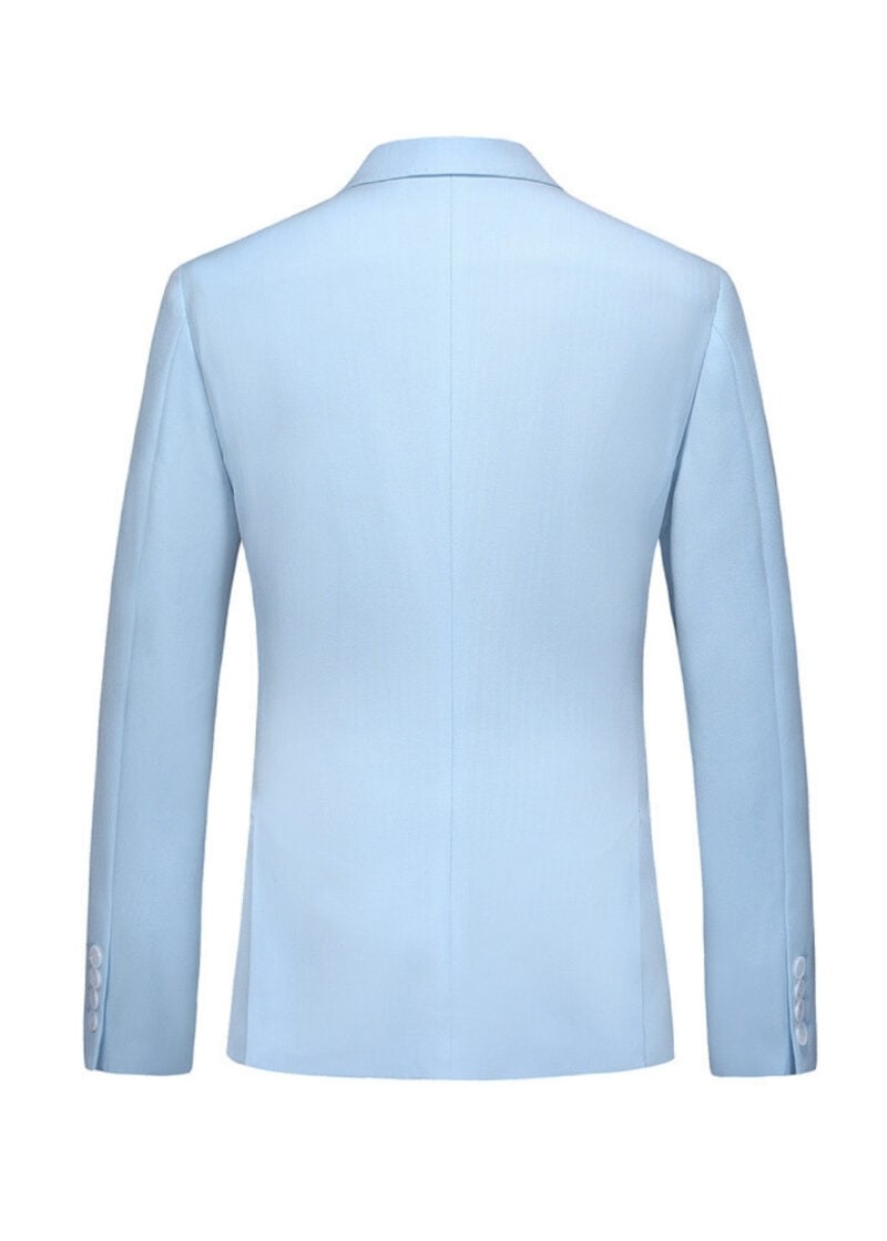 Men's 2-Button Single-Breasted Sky Blue Three-Piece Vest Suit for Groom