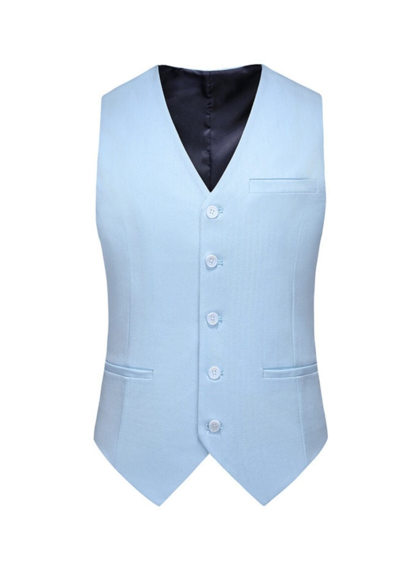 Men's 2-Button Single-Breasted Sky Blue Three-Piece Vest Suit for Groom