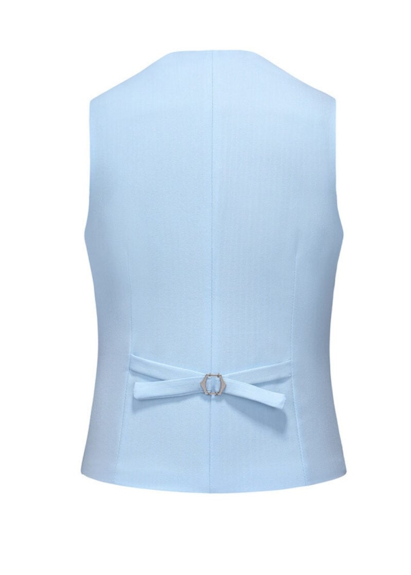 Men's 2-Button Single-Breasted Sky Blue Three-Piece Vest Suit for Groom