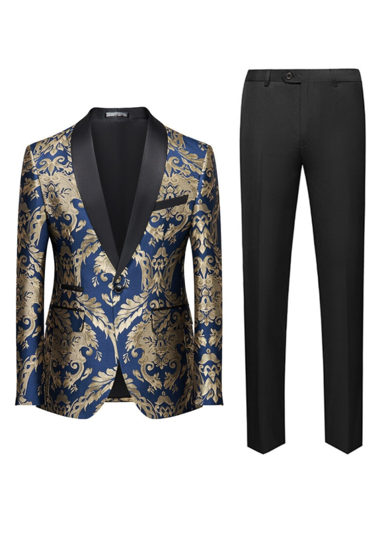 Men's One Button Prom & Party Floral Tuxedo with Pant