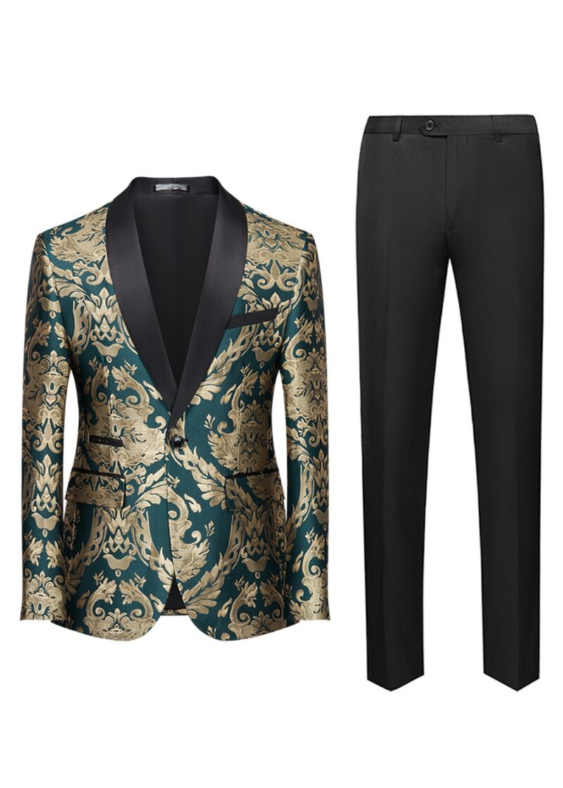 Men's One Button Prom & Party Floral Tuxedo with Pant Men's One Button Prom & Party Floral Tuxedo with Pant