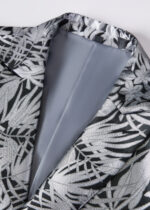 Men's 3 button Double-Breasted 2-Piece Silver Floral Pattern Suit