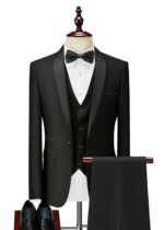 Men's Shawl Lapel Solid Color Vest Suit for Party & Prom