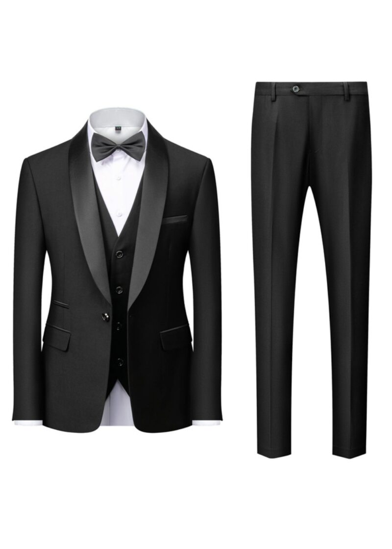 Men's Shawl Lapel Solid Color Vest Suit for Party & Prom