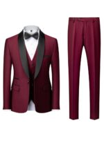 Men's Shawl Lapel Solid Color Vest Suit for Party & Prom