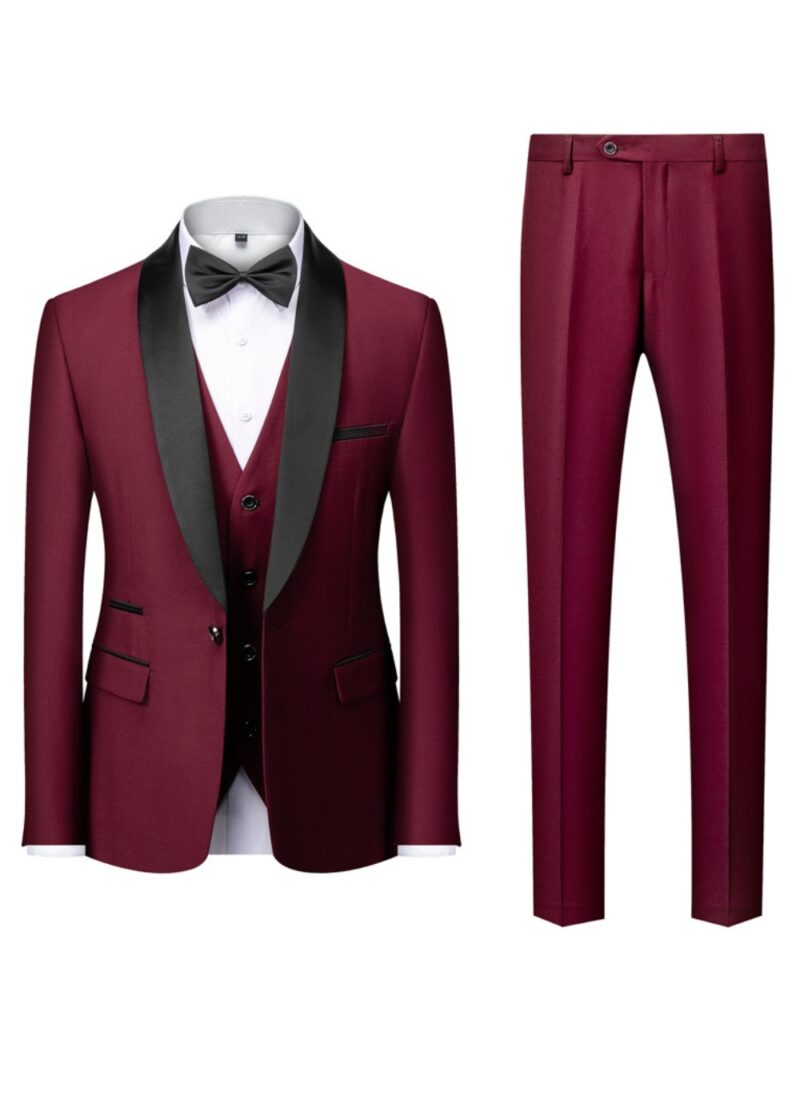 Men's Shawl Lapel Solid Color Vest Suit for Party & Prom