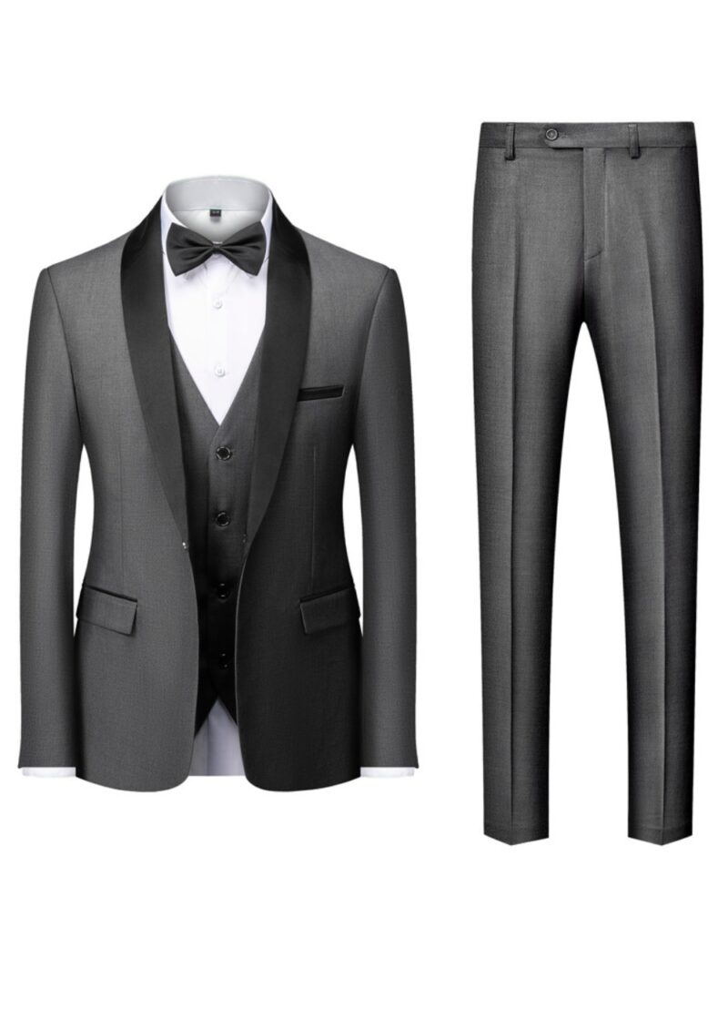 Men's Shawl Lapel Solid Color Vest Suit for Party & Prom
