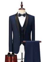 Men's Shawl Lapel Solid Color Vest Suit for Party & Prom