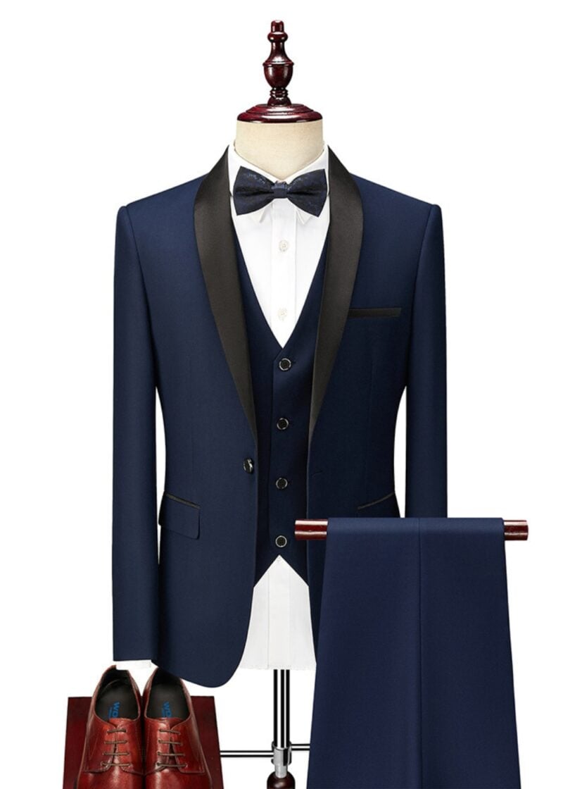 Men's Shawl Lapel Solid Color Vest Suit for Party & Prom