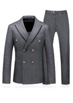Men's 2 Button Business Suit in Grey Pinstripe
