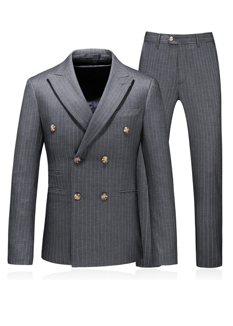 Men's 2 Button Business Suit in Grey Pinstripe