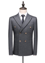 Men's 2 Button Business Suit in Grey Pinstripe