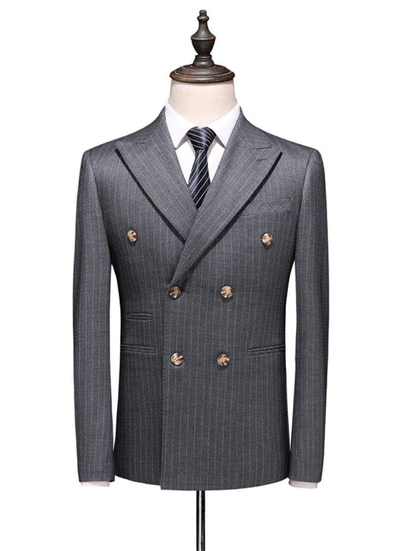 Men's 2 Button Business Suit in Grey Pinstripe
