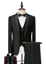 Men's 3-piece 1 Button Shawl Label Suit for Wedding & Formal Events